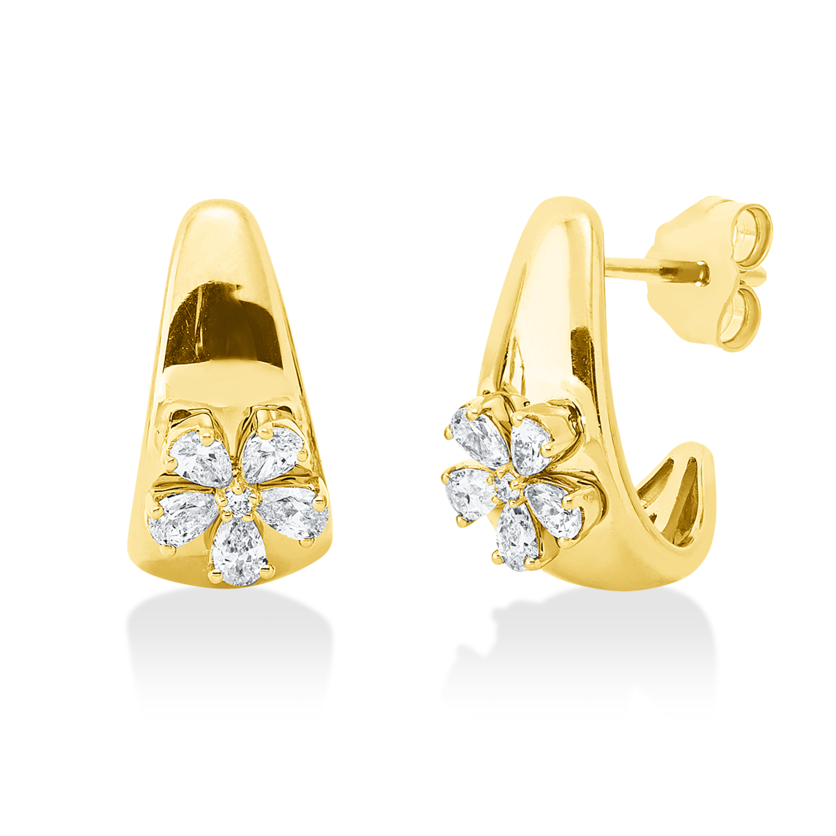 diamond full cut multi-stone earrings in yellow gold