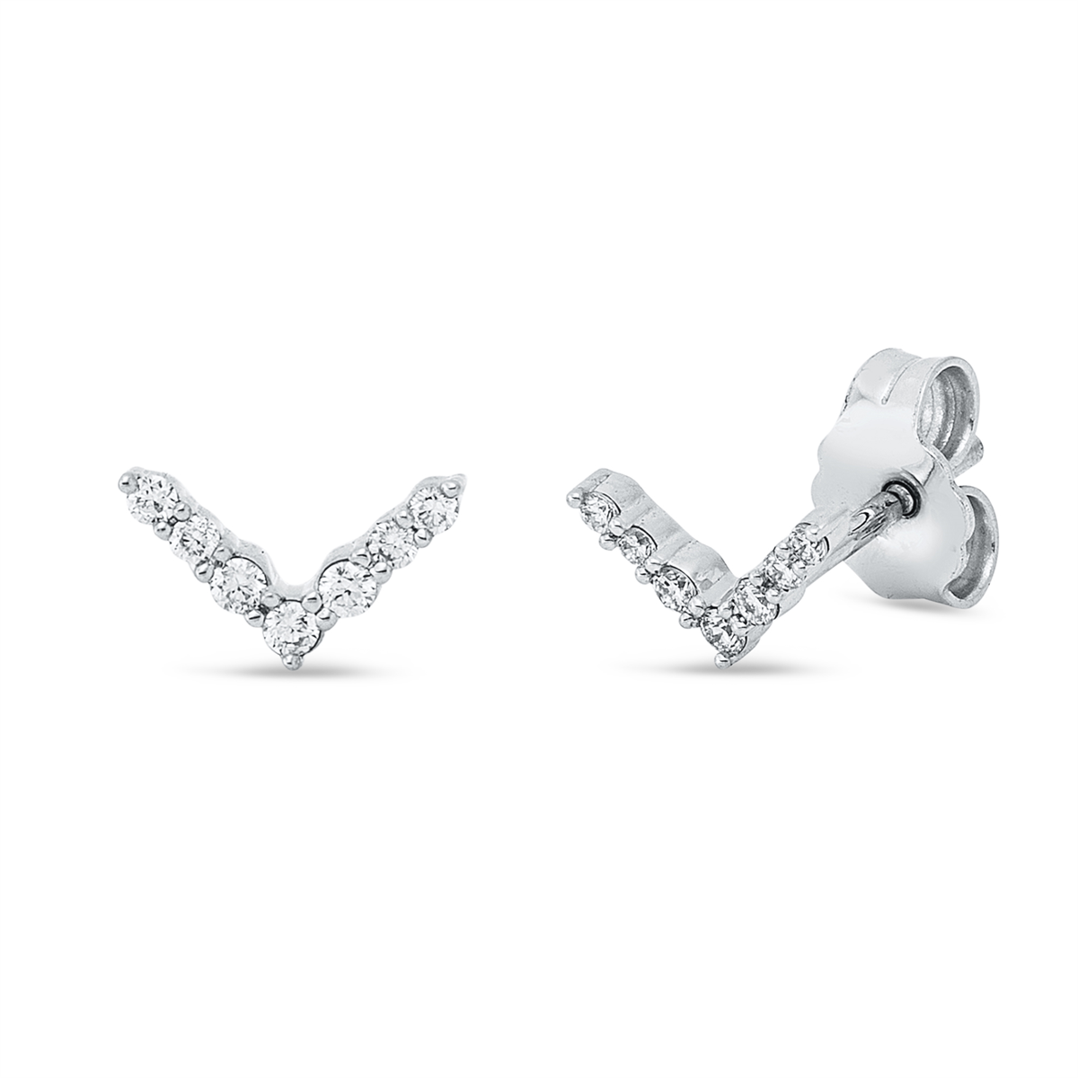 diamond full cut modern woman studs in white gold