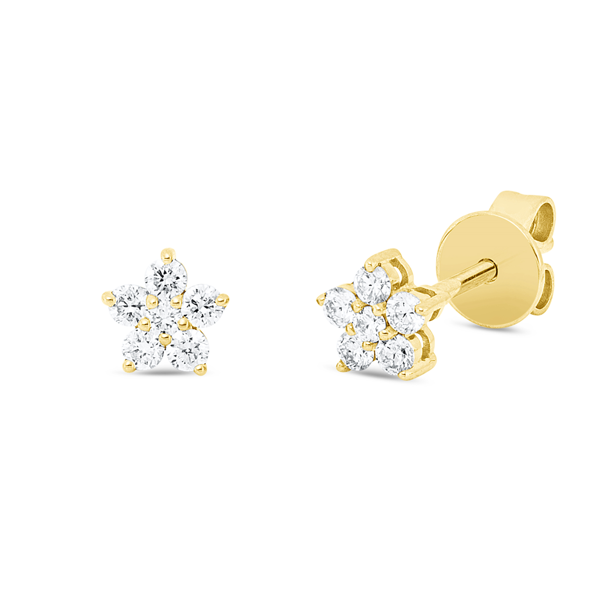 diamond full cut modern woman studs in yellow gold