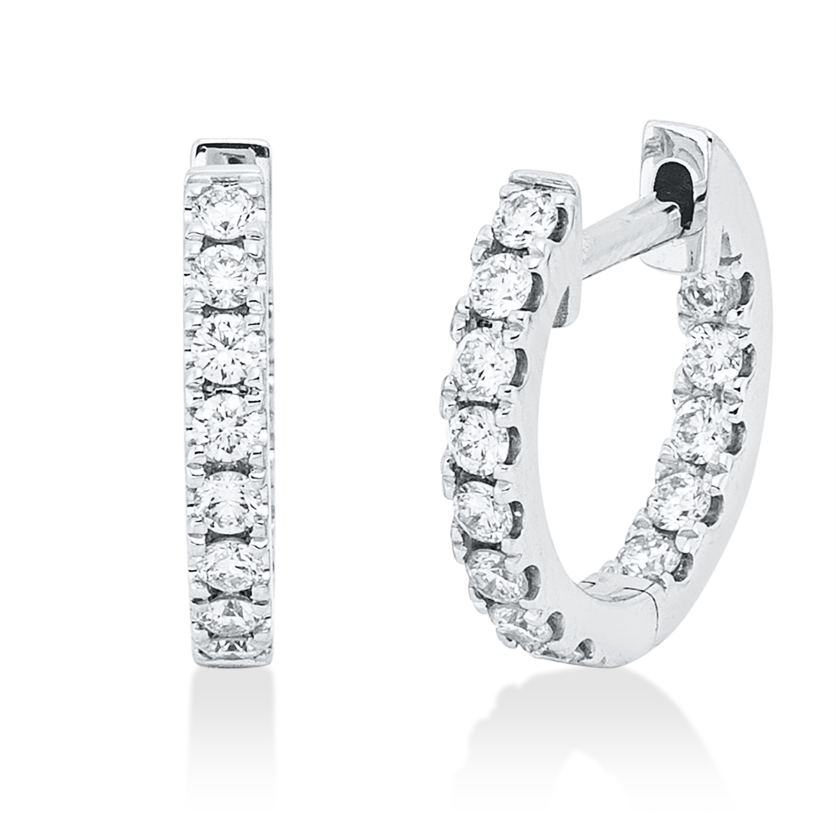 diamond full cut modern woman hoops & huggies in white gold