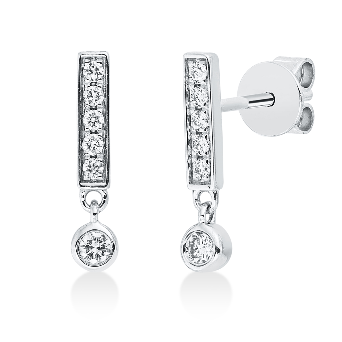 diamond full cut modern woman studs in white gold