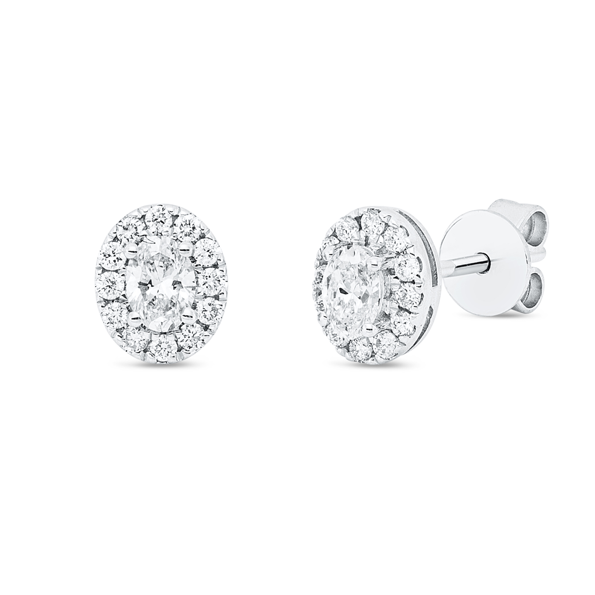 diamond full cut solitaire with accent stones studs in white gold
