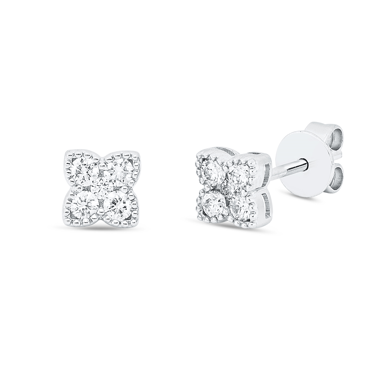 diamond full cut modern woman studs in white gold