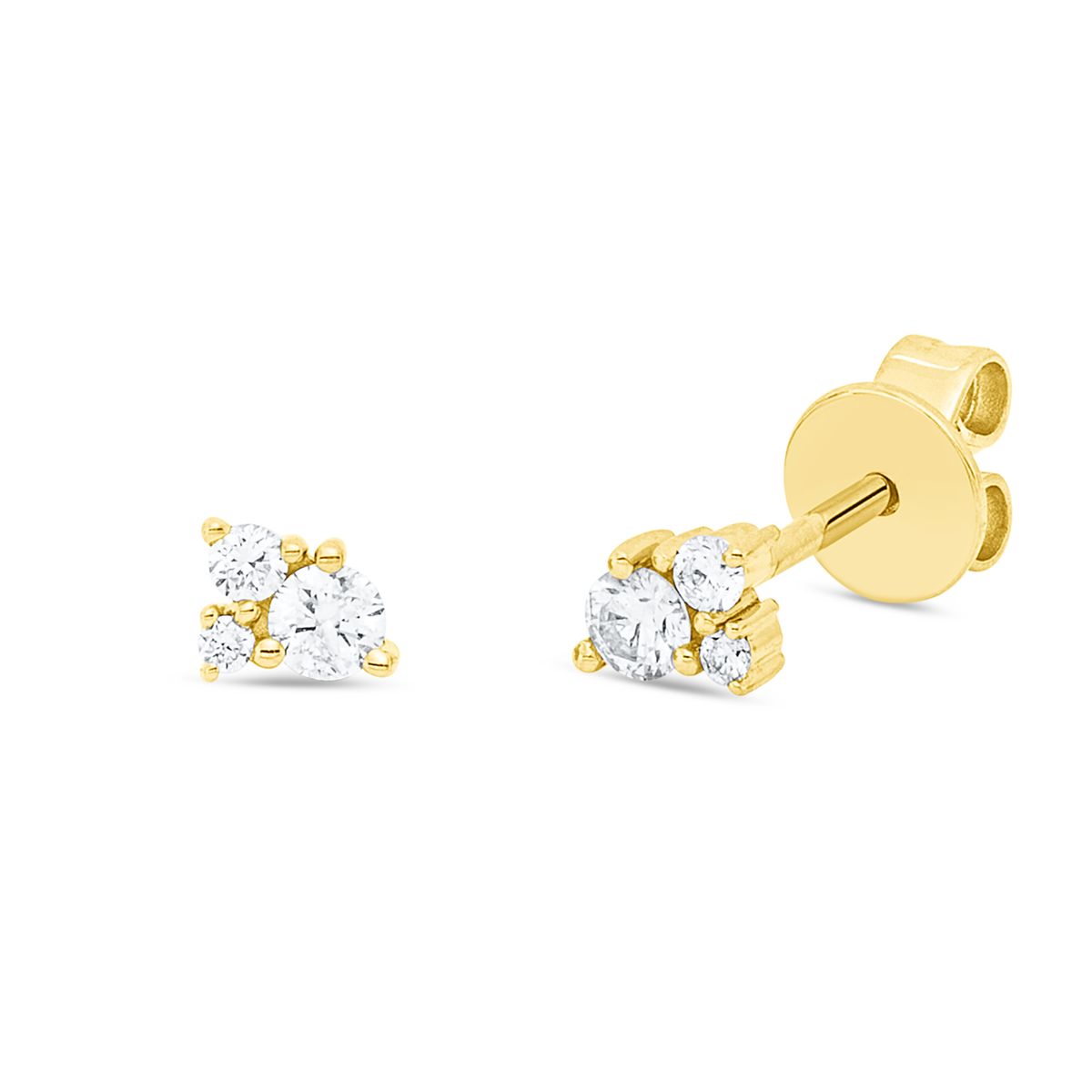 diamond full cut modern woman studs in yellow gold