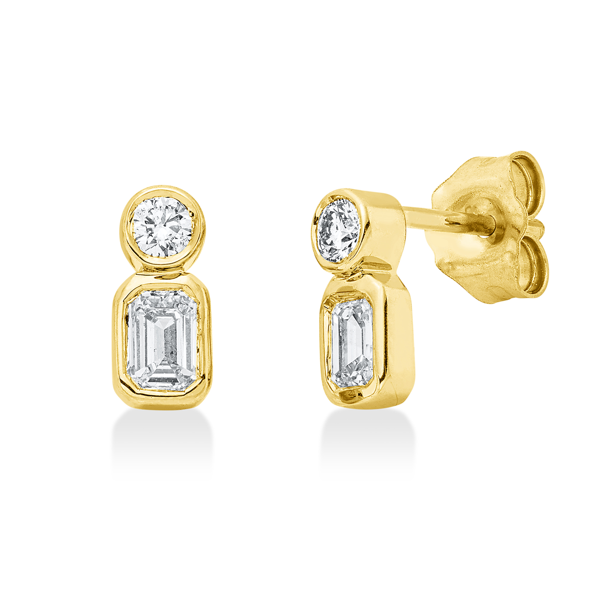 diamond full cut solitaire with accent stones studs in yellow gold