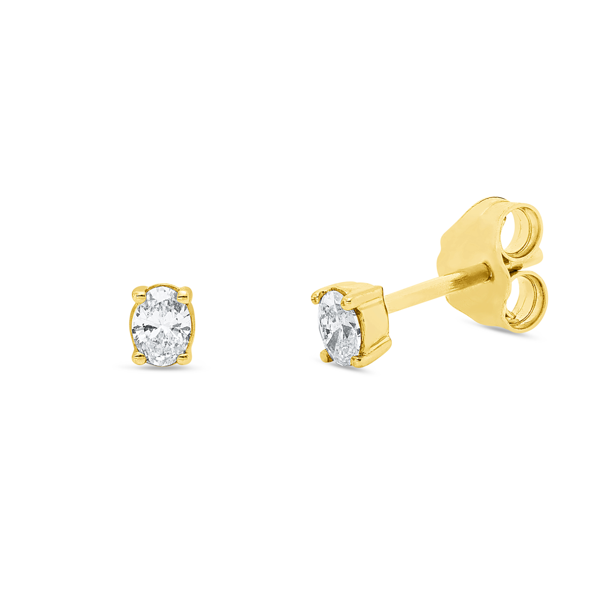 oval solitaire studs in yellow gold