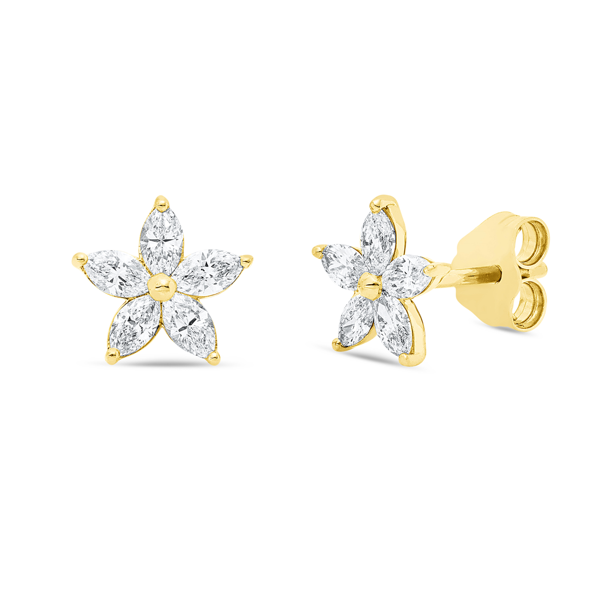 marquise modern woman studs in yellow gold