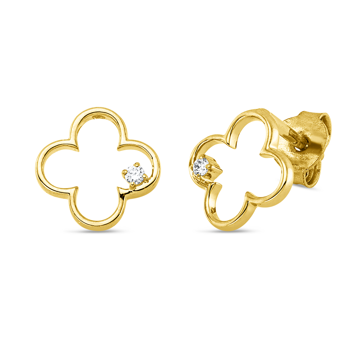 diamond full cut modern woman studs in yellow gold