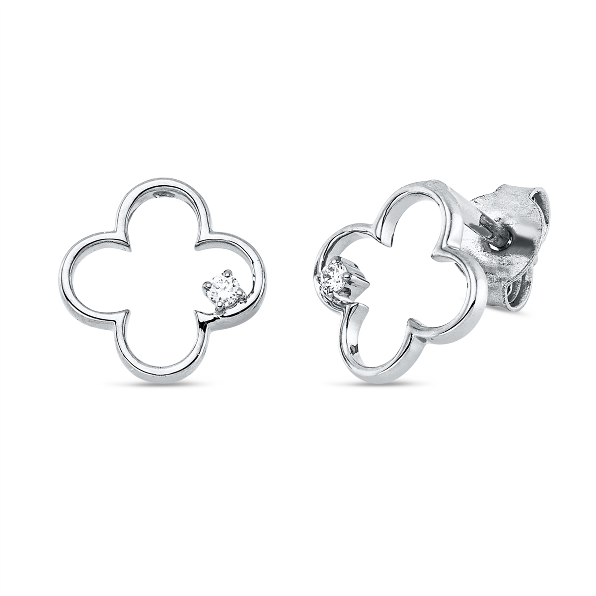 diamond full cut modern woman studs in white gold