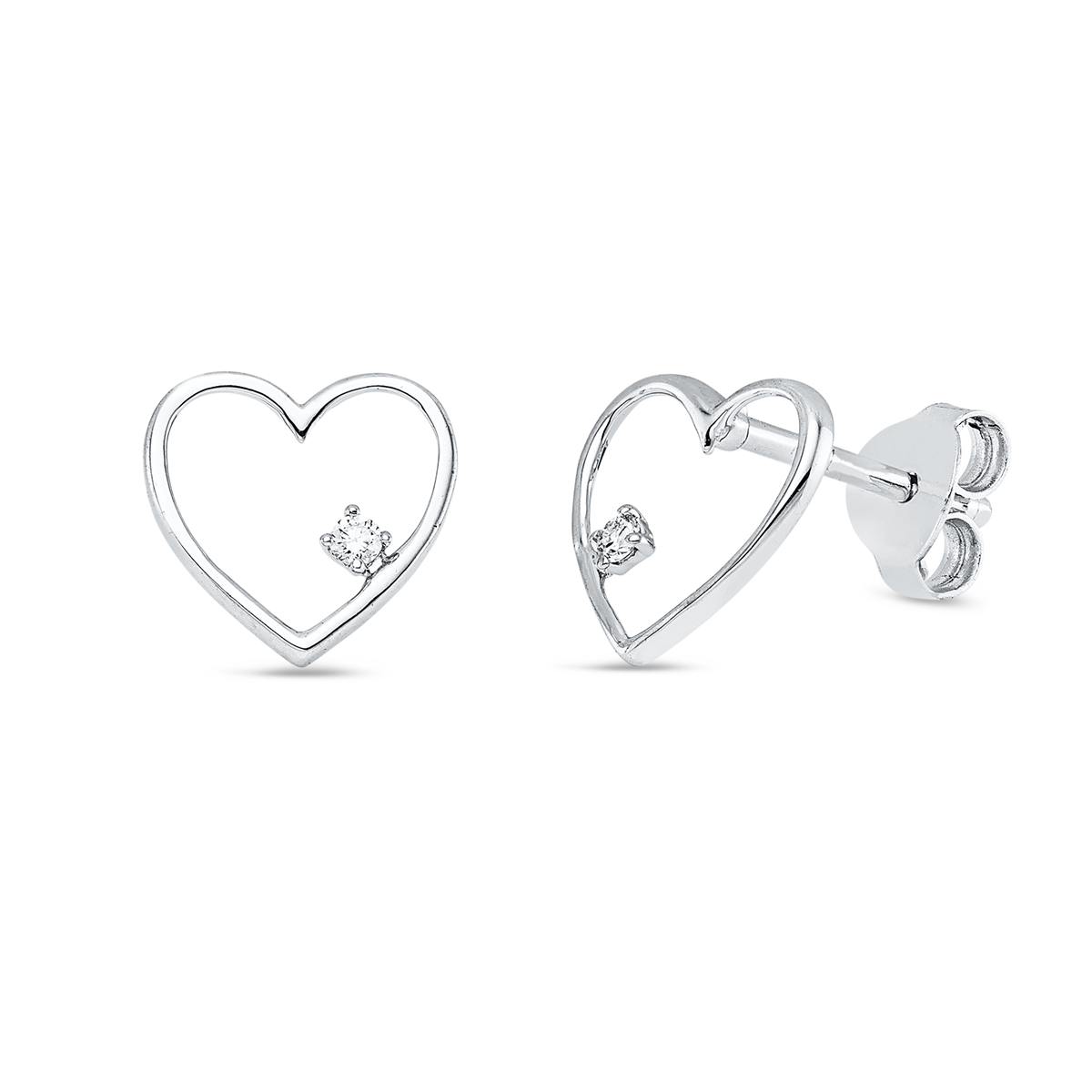 diamond full cut modern woman studs in white gold