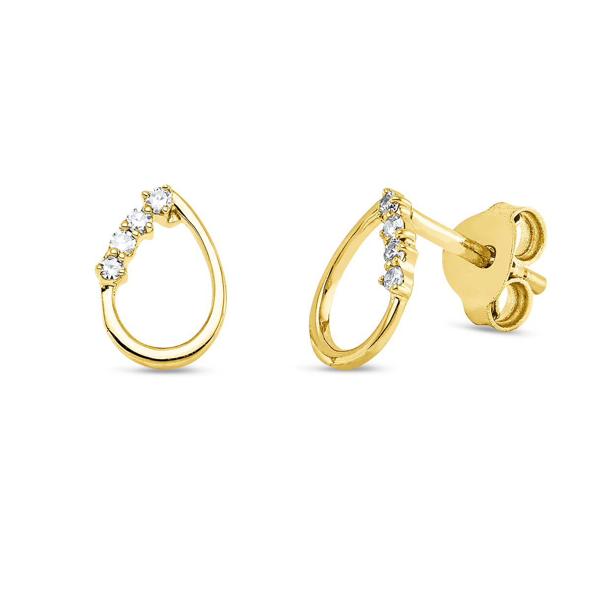 diamond single cut modern woman studs in yellow gold
