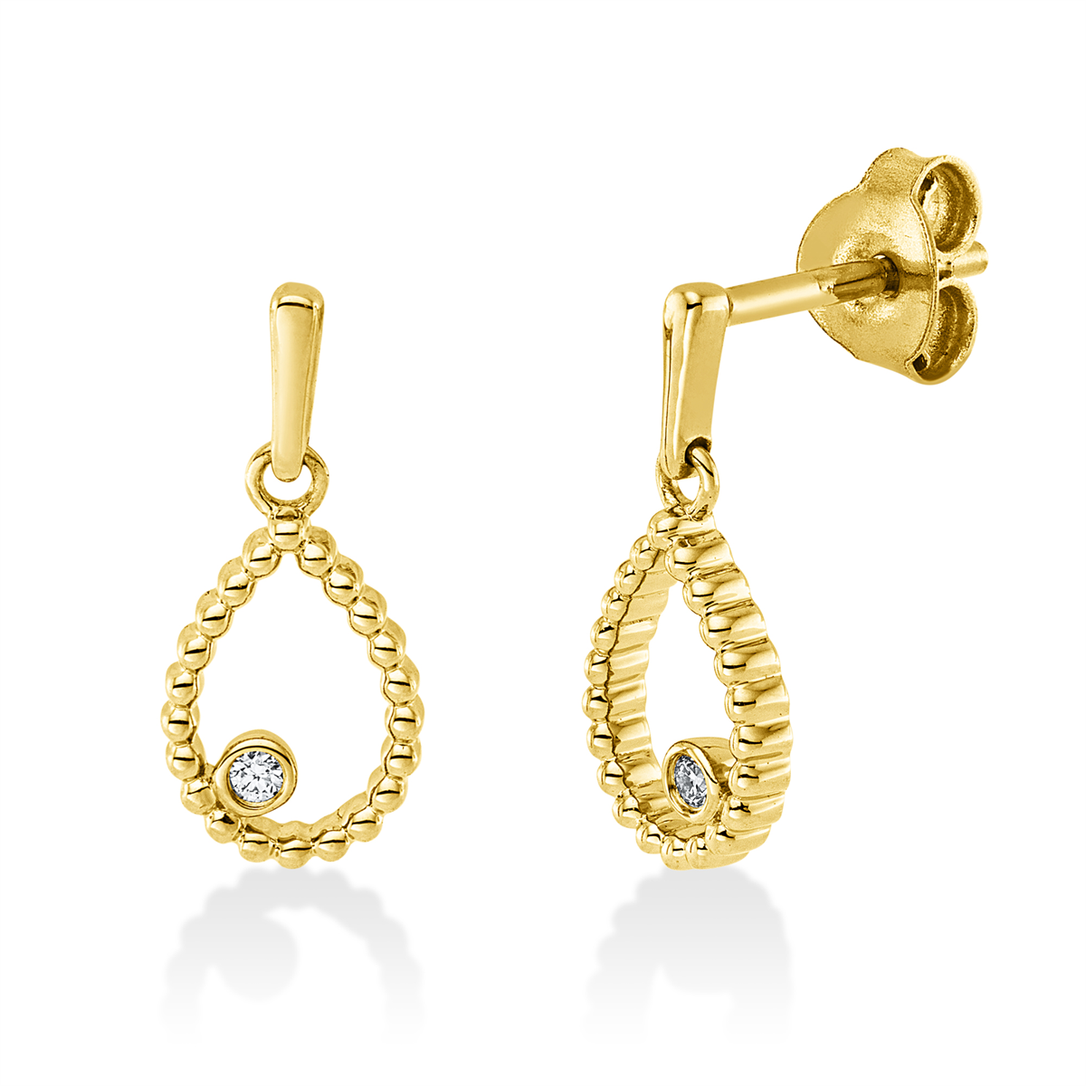 diamond full cut modern woman earrings in yellow gold