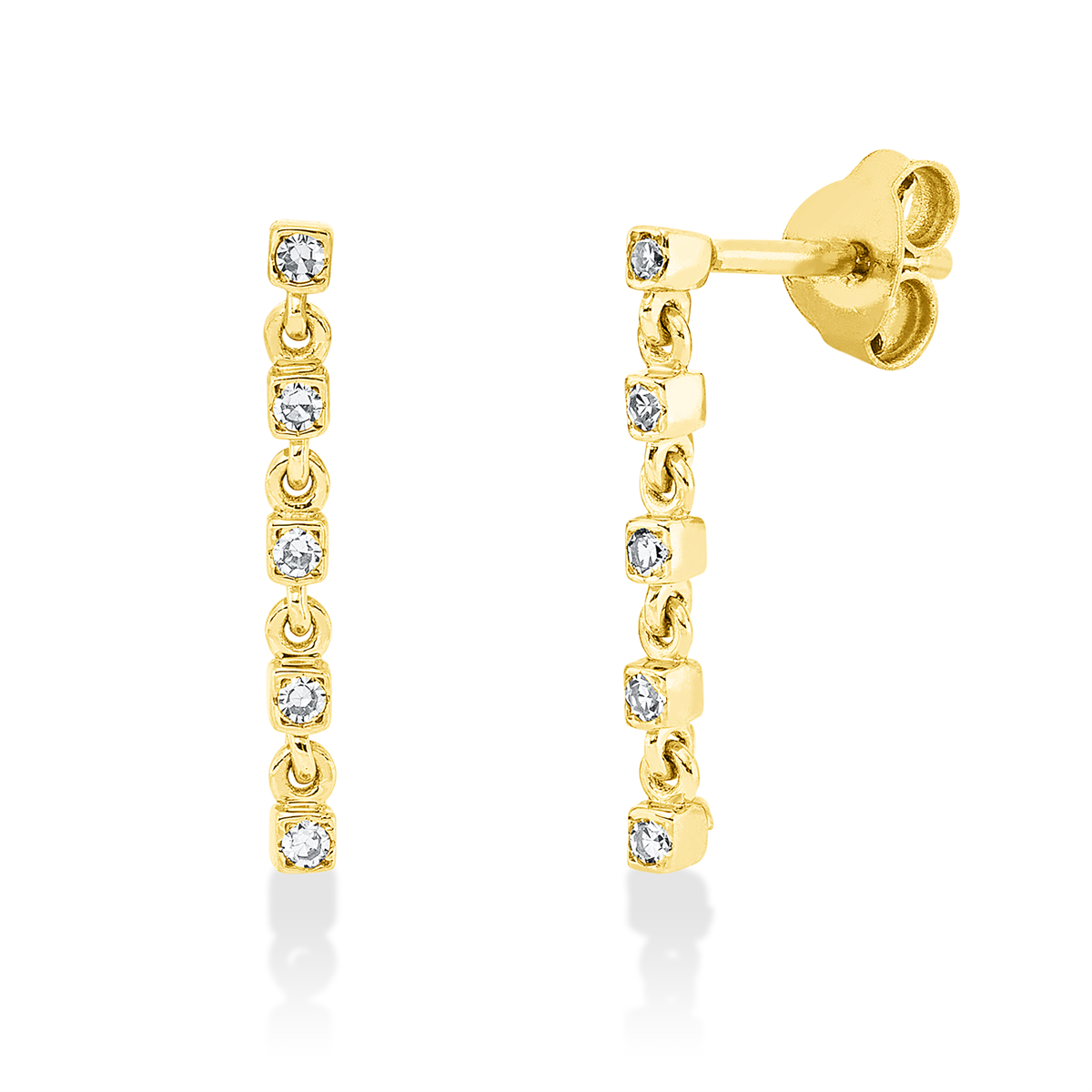 diamond single cut modern woman earrings in yellow gold