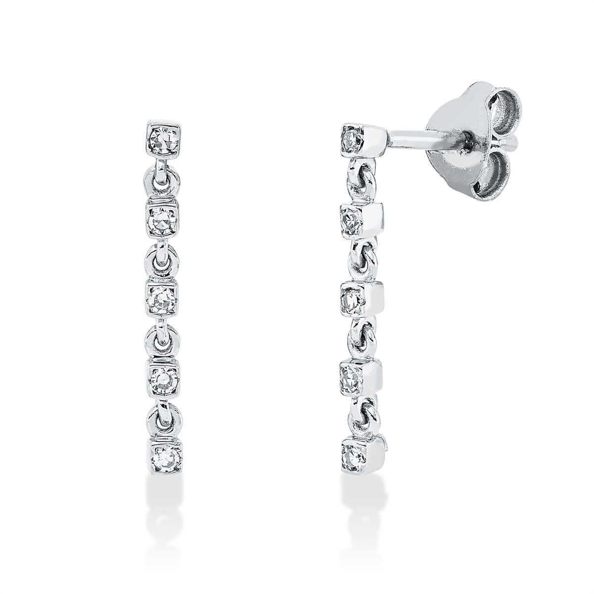 diamond single cut modern woman earrings in white gold