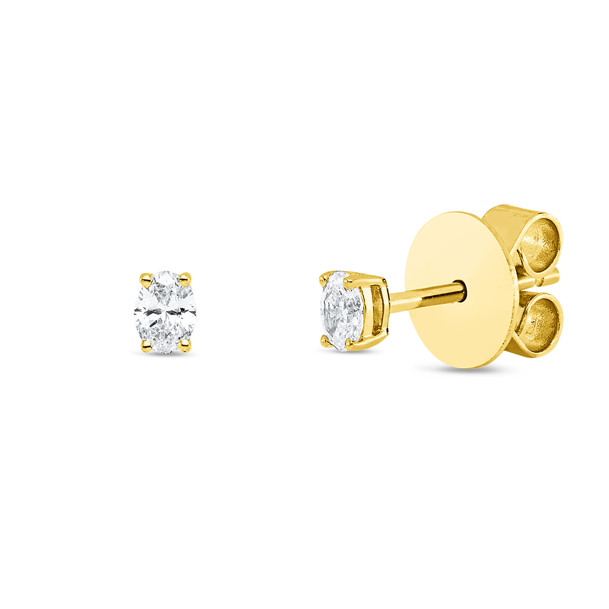 oval solitaire studs in yellow gold
