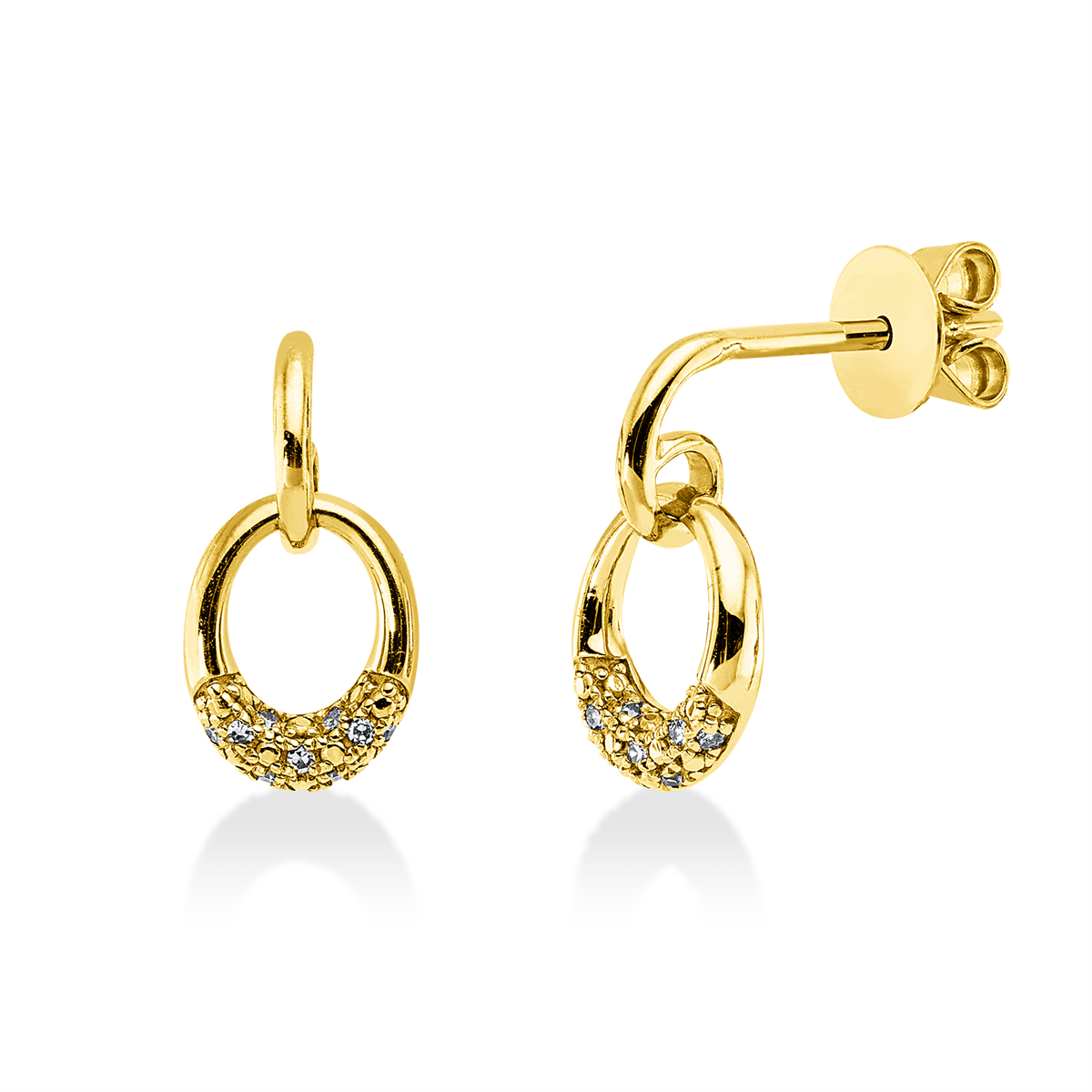 diamond single cut modern woman earrings in yellow gold
