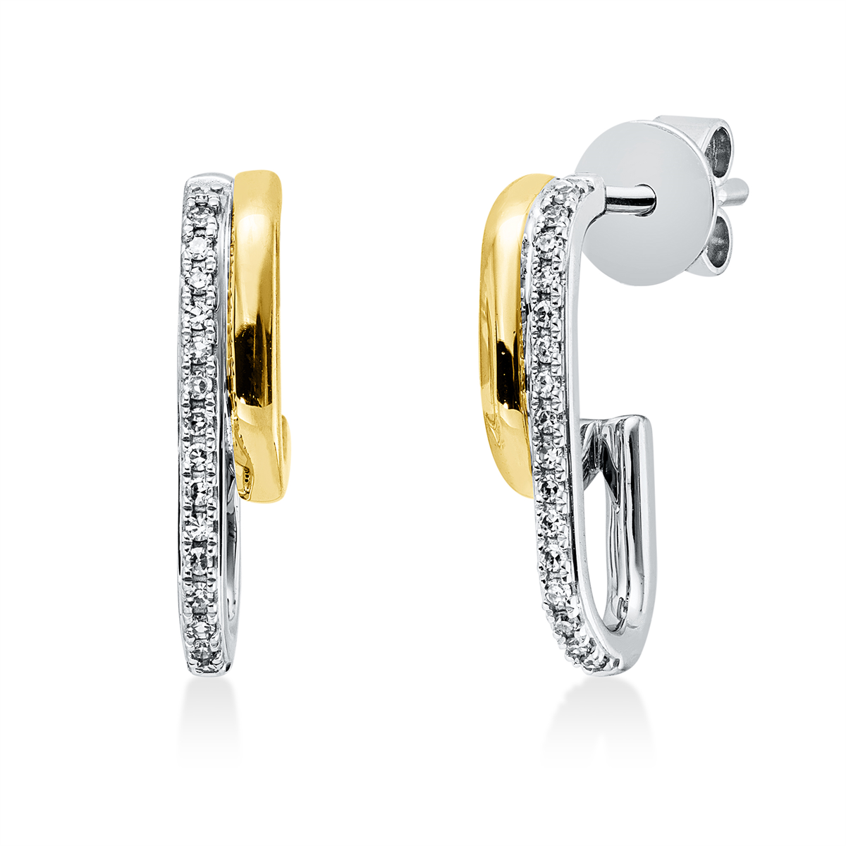 diamond full cut modern woman earrings in white gold / yellow gold