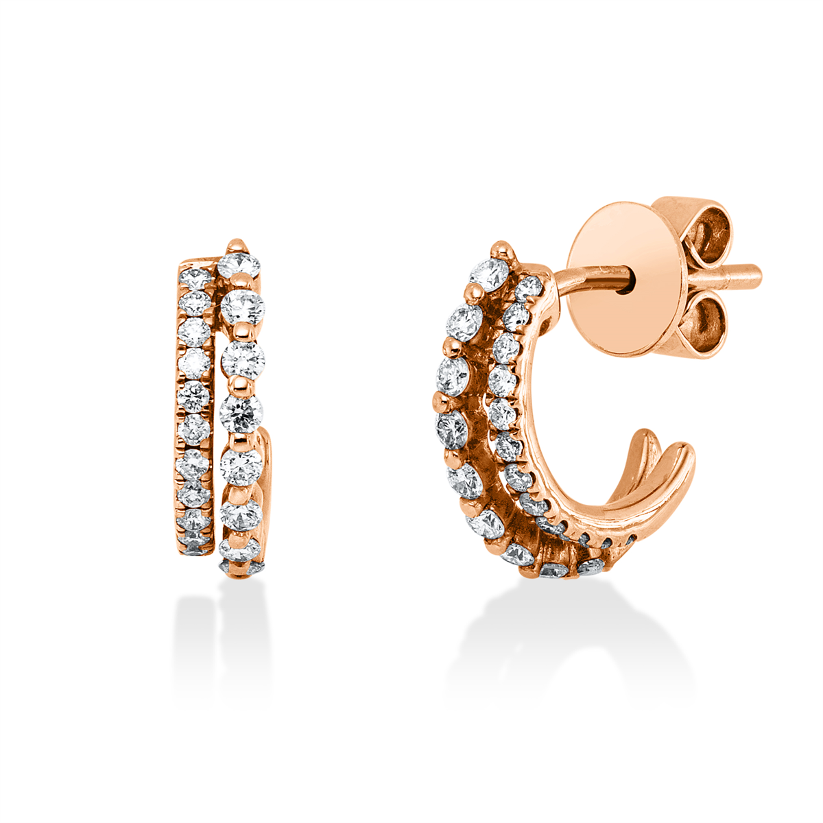 diamond full cut modern woman studs in red gold