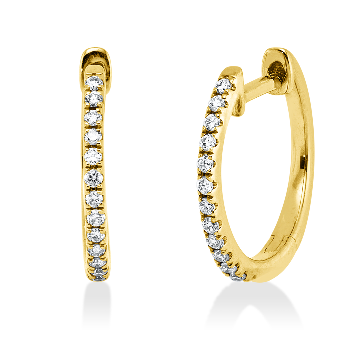 diamond full cut modern woman hoops & huggies in yellow gold