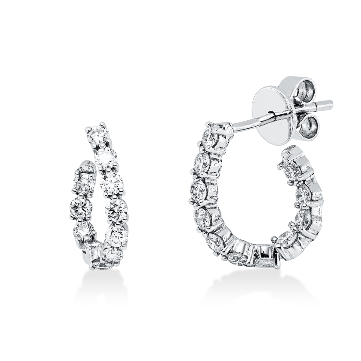 diamond full cut modern woman studs in white gold