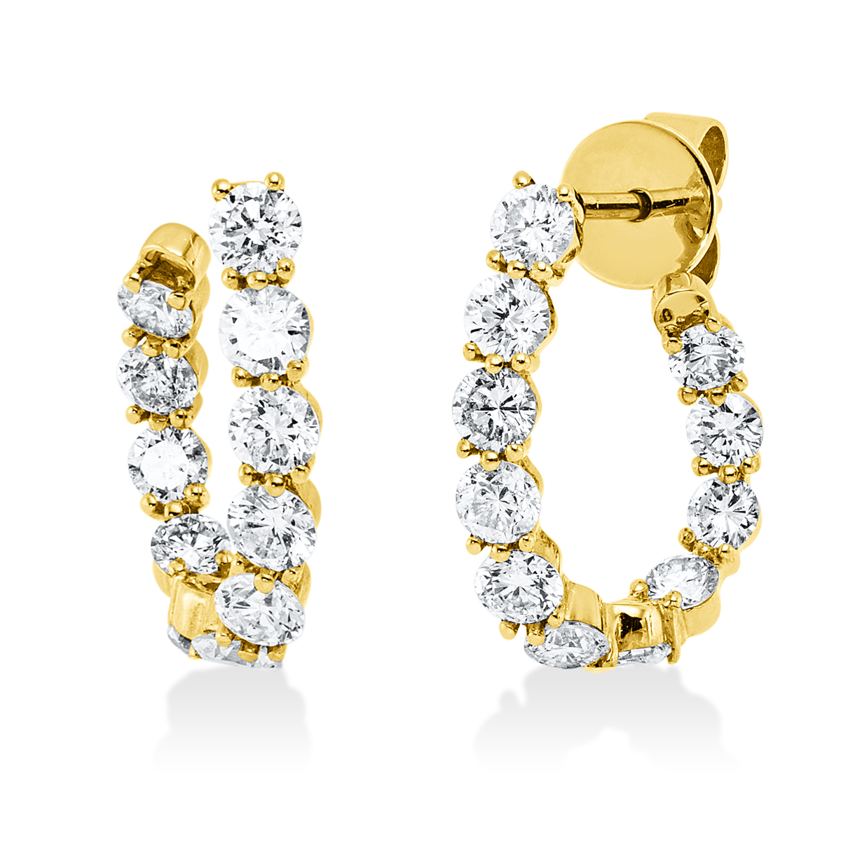 diamond full cut modern woman studs in yellow gold