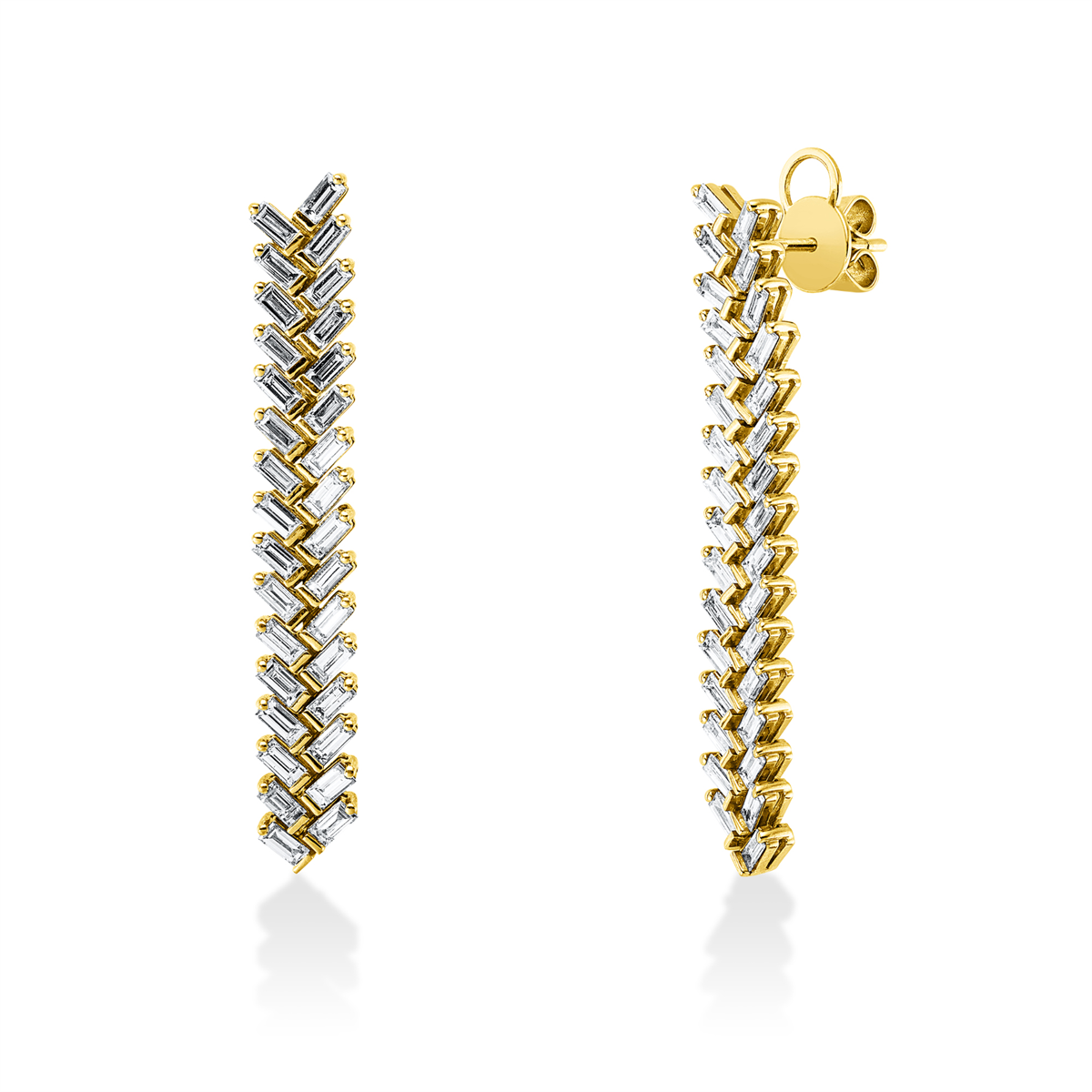 baguette baguette earrings in yellow gold