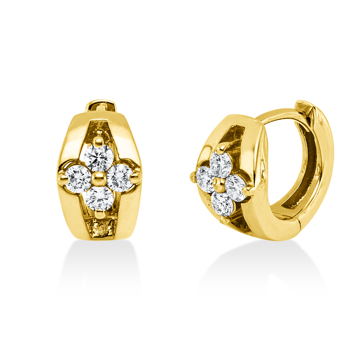 diamond full cut modern woman hoops & huggies in yellow gold