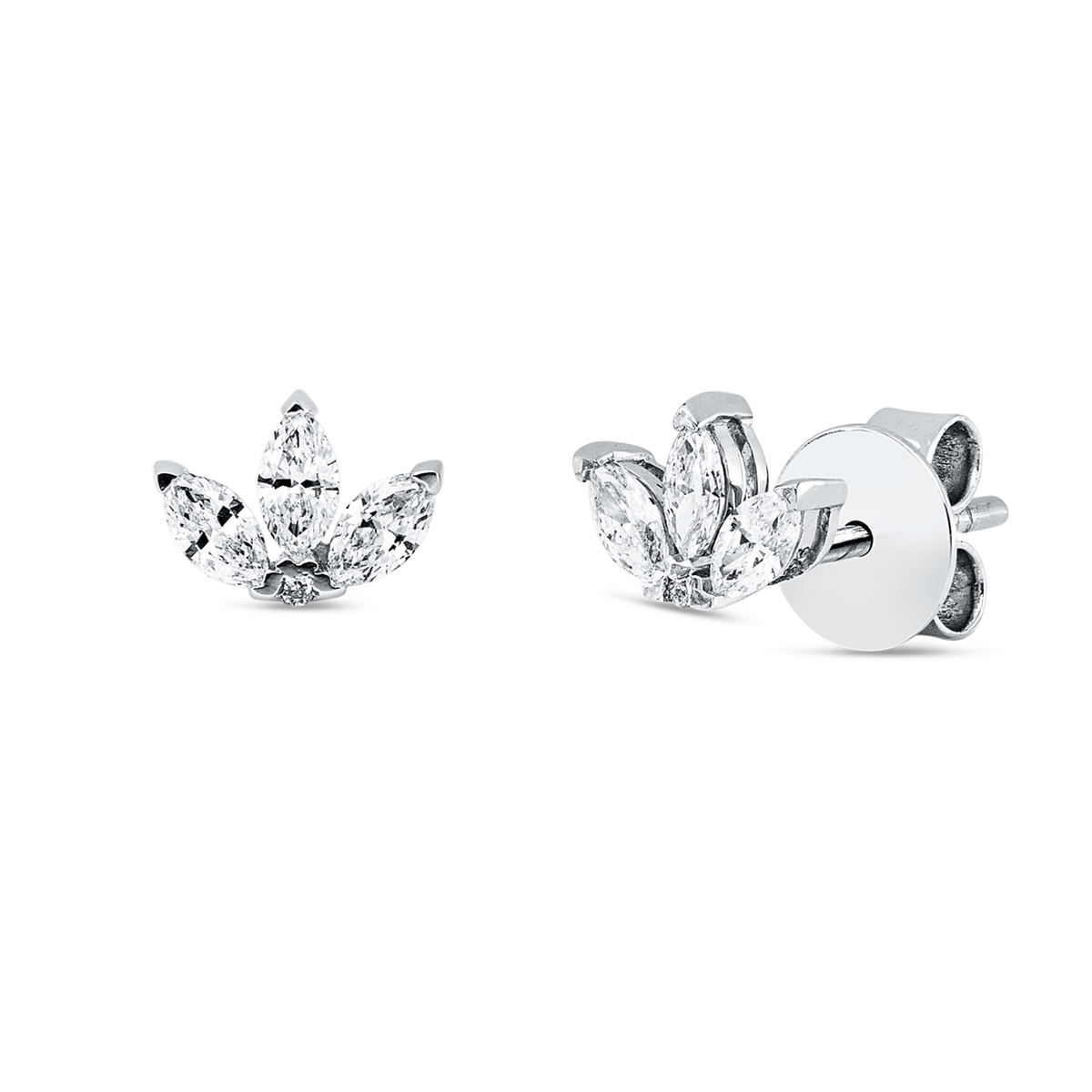 diamond full cut modern woman studs in white gold