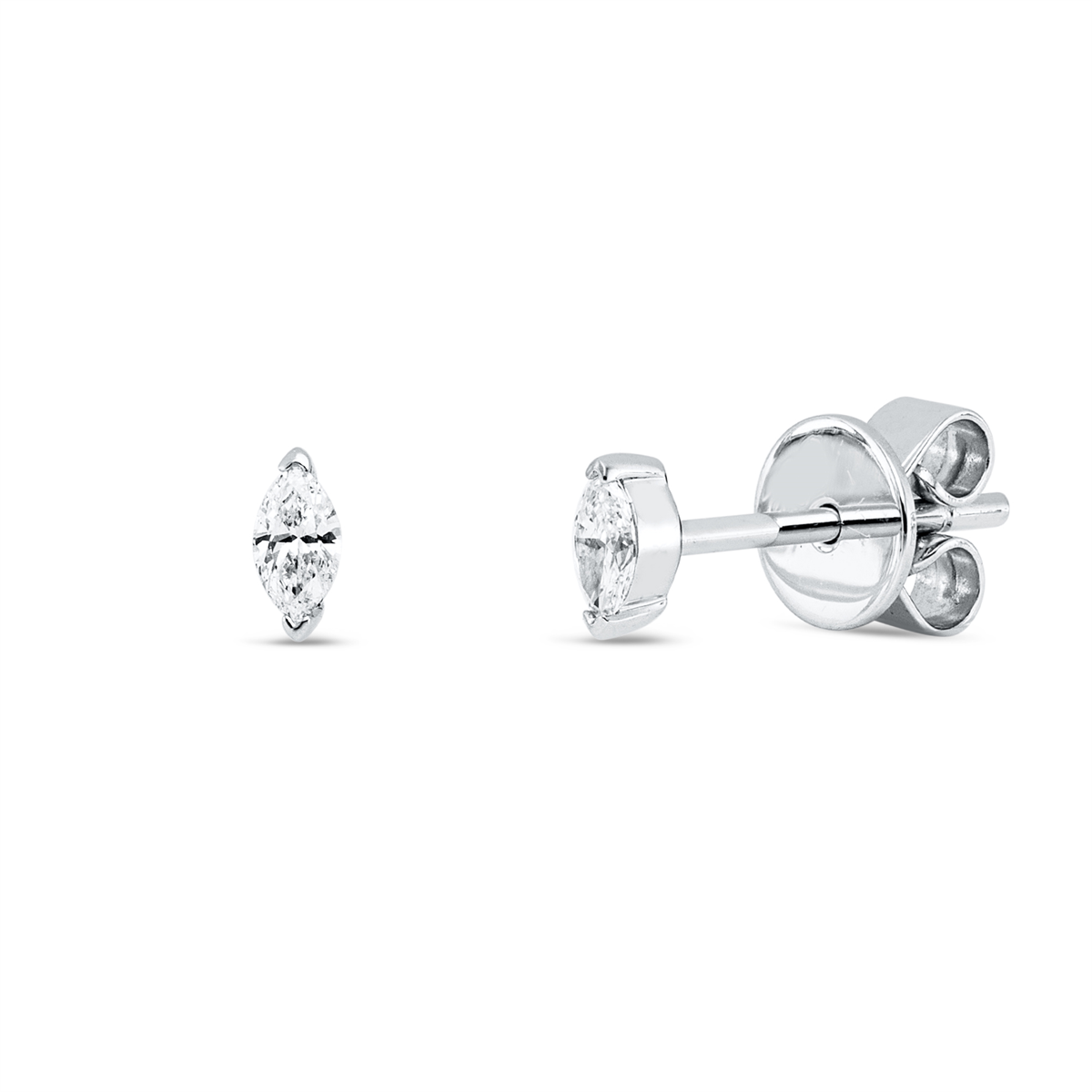 marquise solitaire studs in white gold