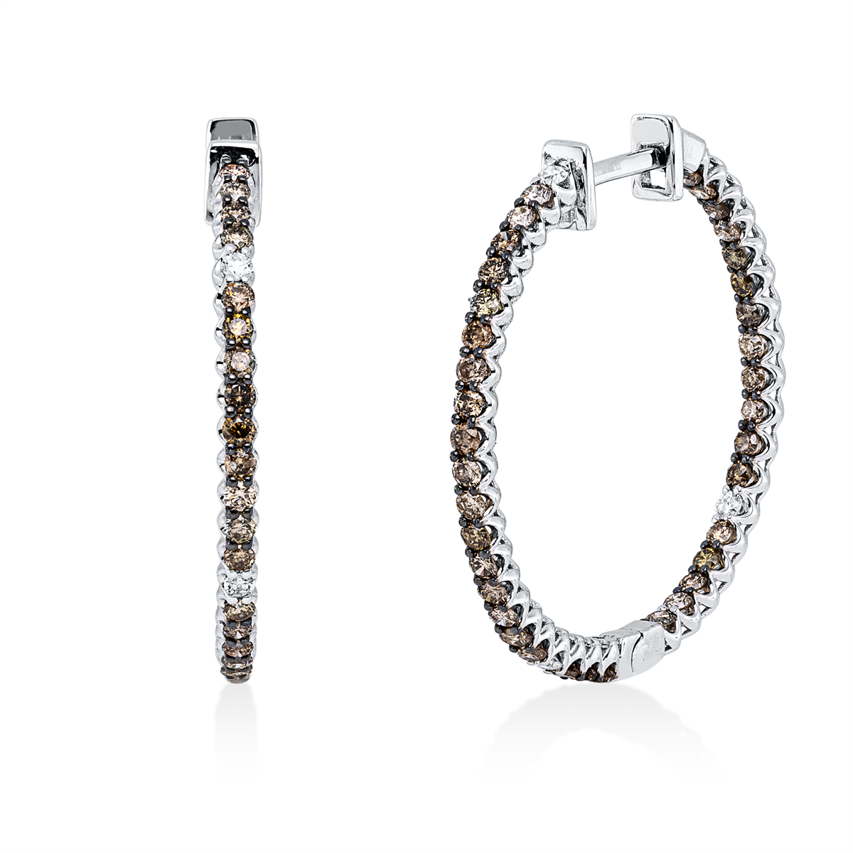 diamond full cut fancy colored diamond hoops & huggies in white gold