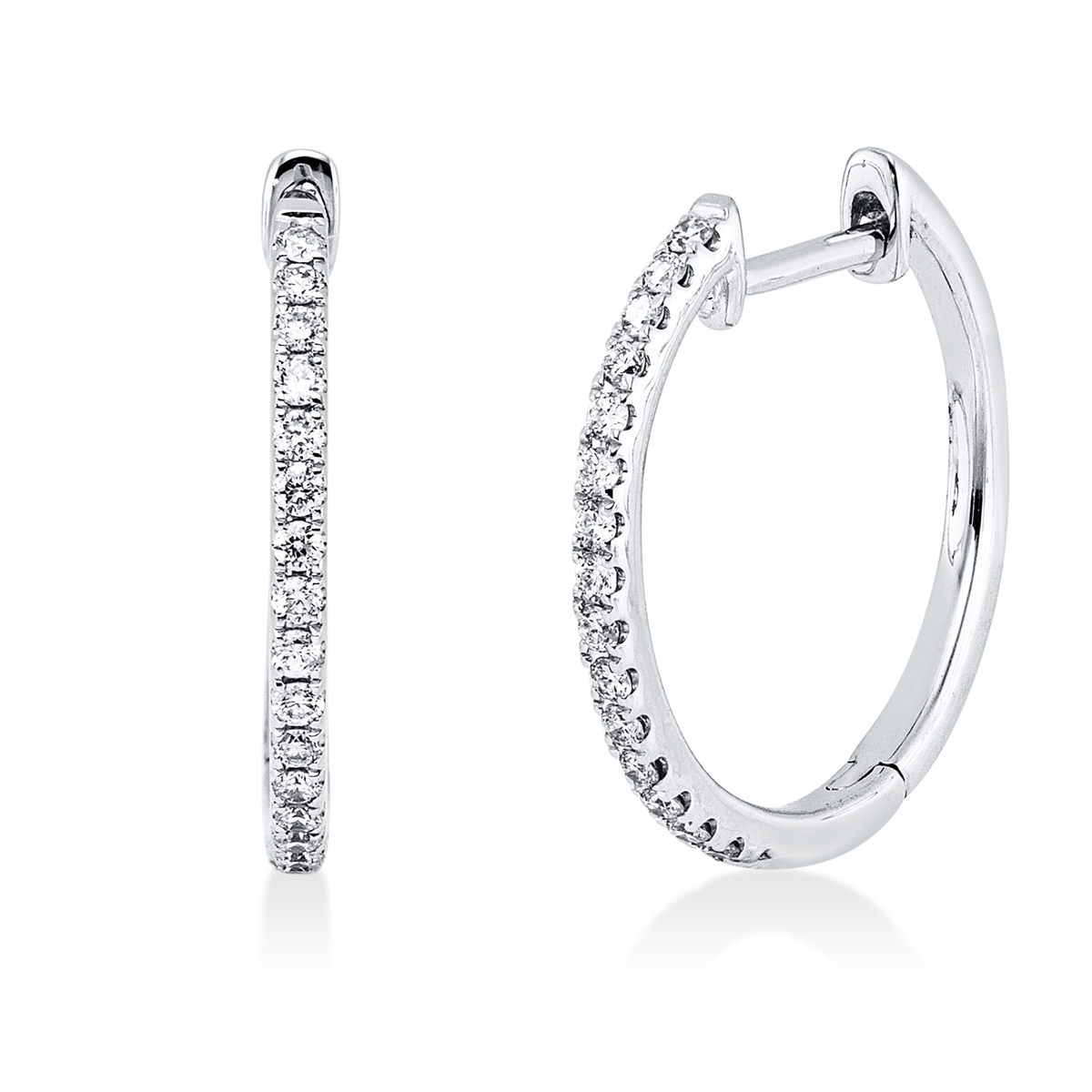 diamond full cut modern woman hoops & huggies in white gold