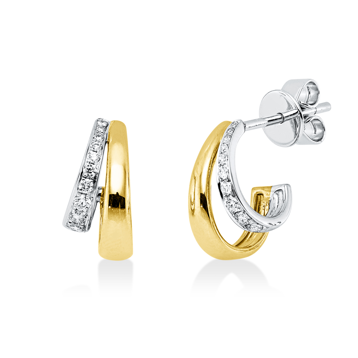 diamond full cut modern woman studs in white gold / yellow gold