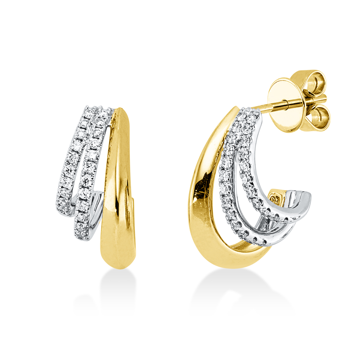 diamond full cut modern woman studs in yellow gold / white gold