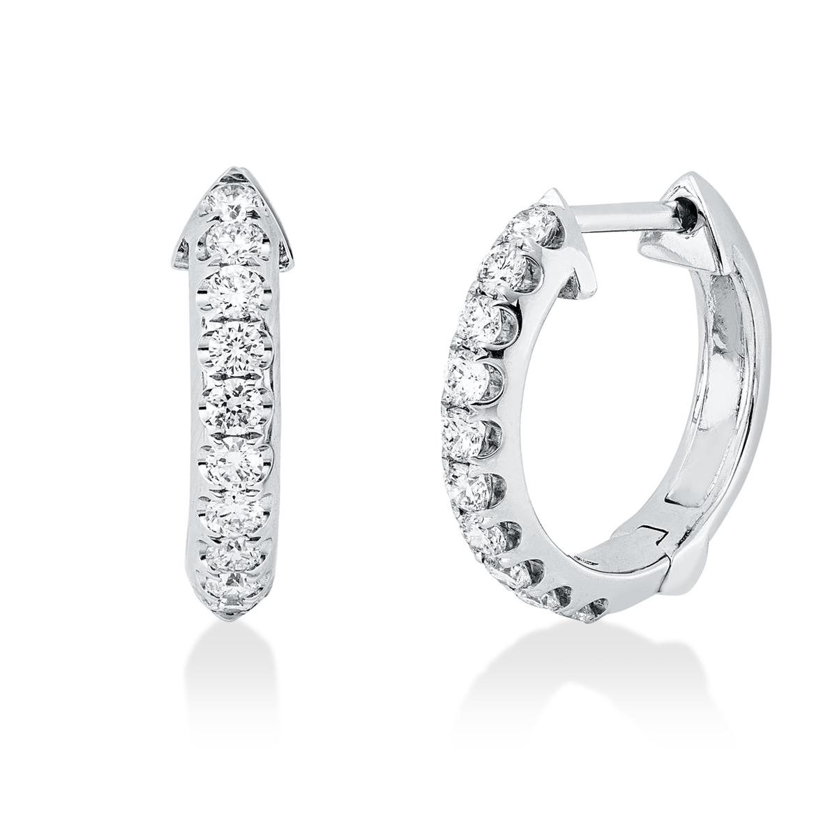 diamond full cut modern woman hoops & huggies in white gold