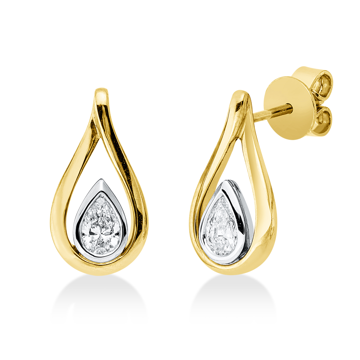 pear shape modern woman earrings in yellow gold / white gold