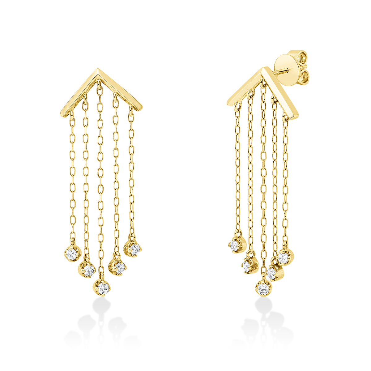 diamond full cut modern woman earrings in yellow gold