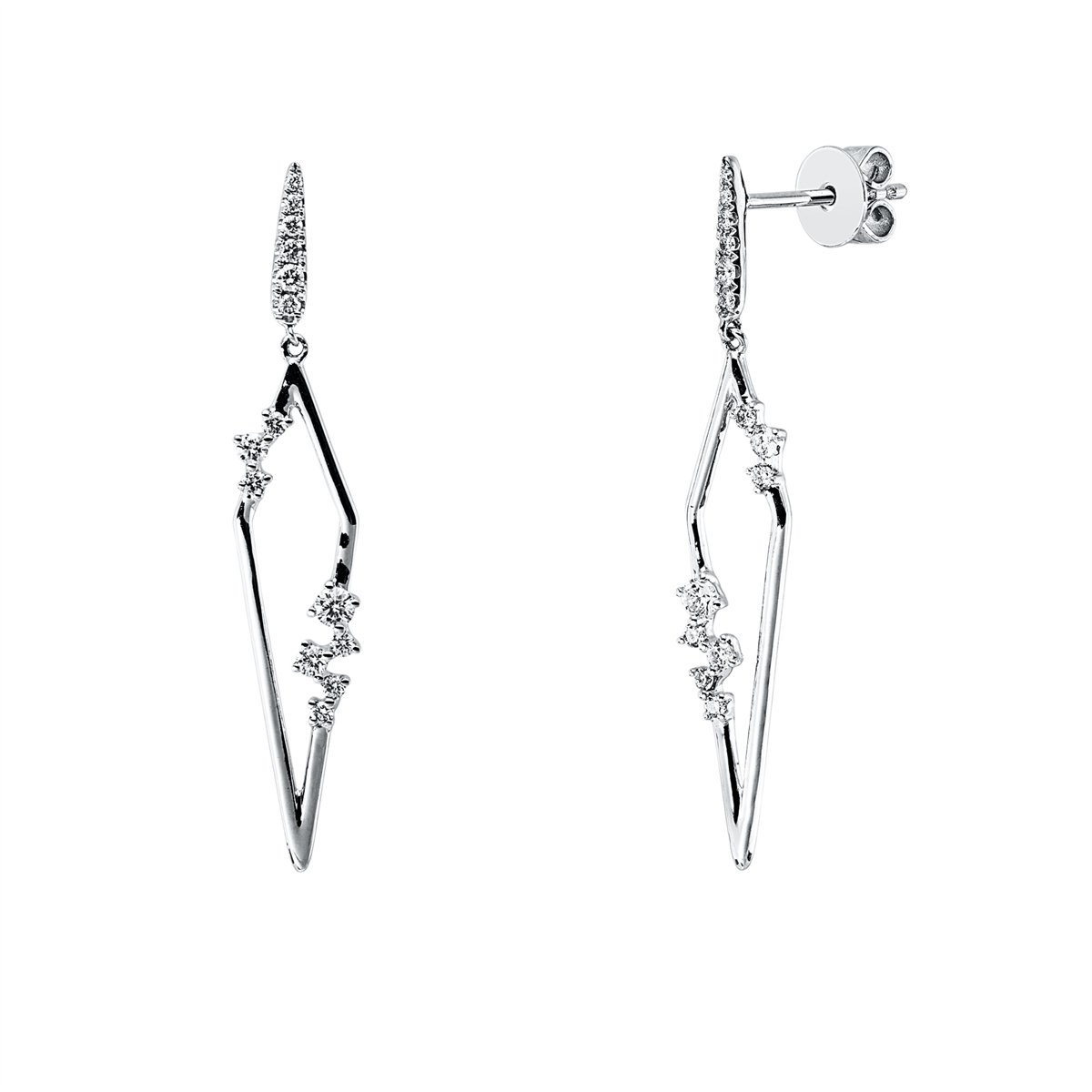diamond full cut modern woman earrings in white gold