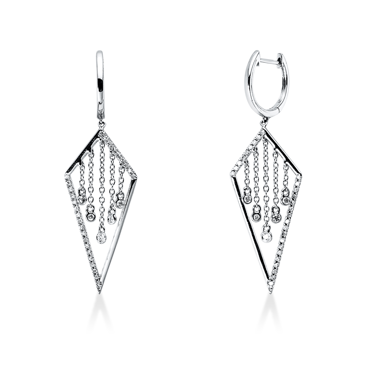diamond full cut modern woman earrings in white gold