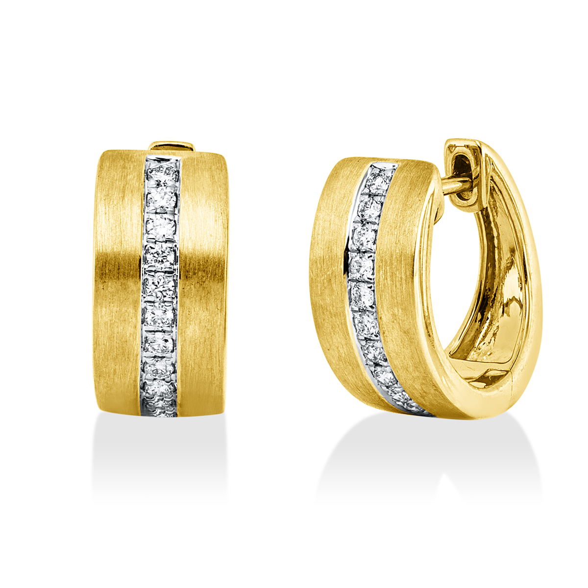 diamond full cut modern woman hoops & huggies in yellow gold