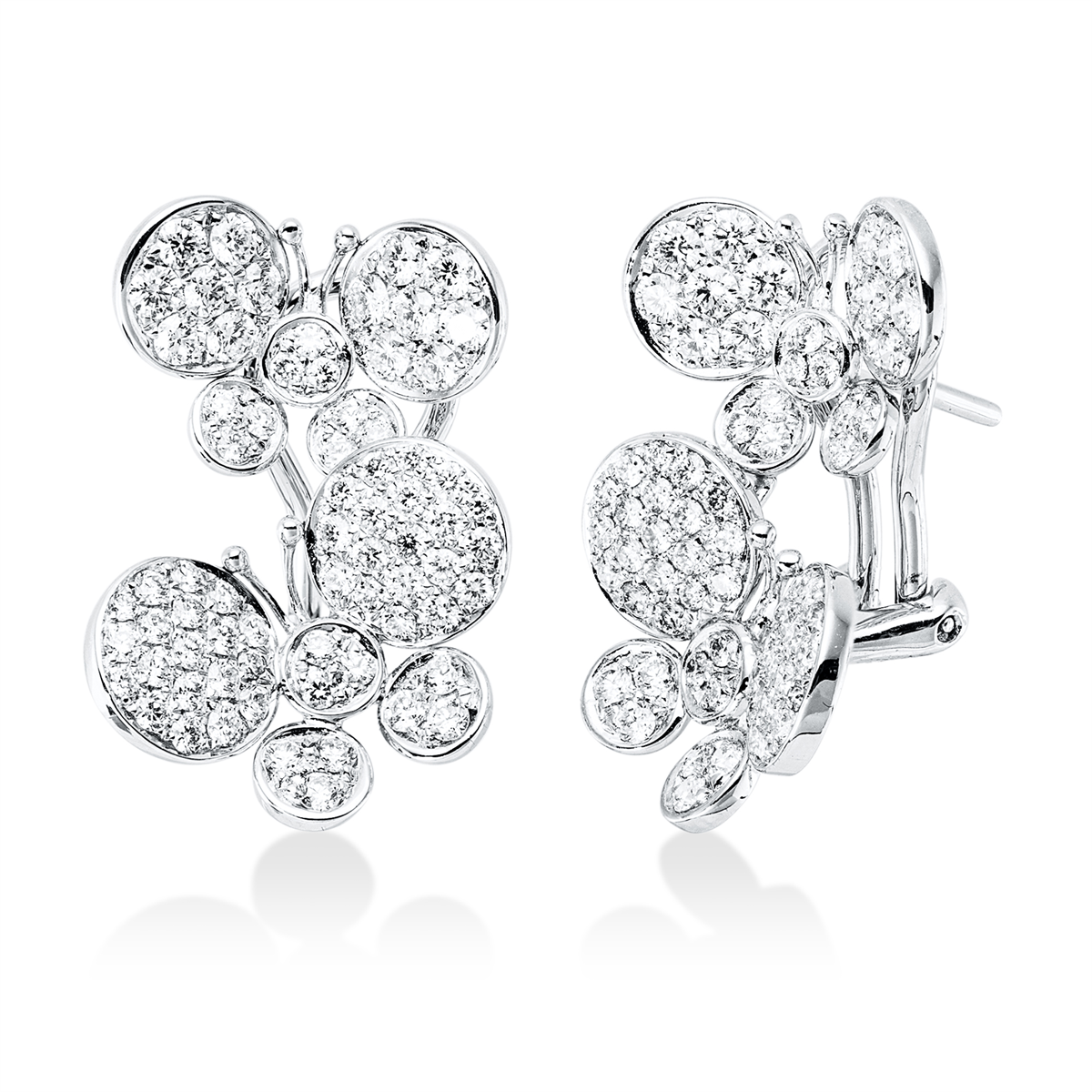 diamond full cut multi-stone earrings in white gold