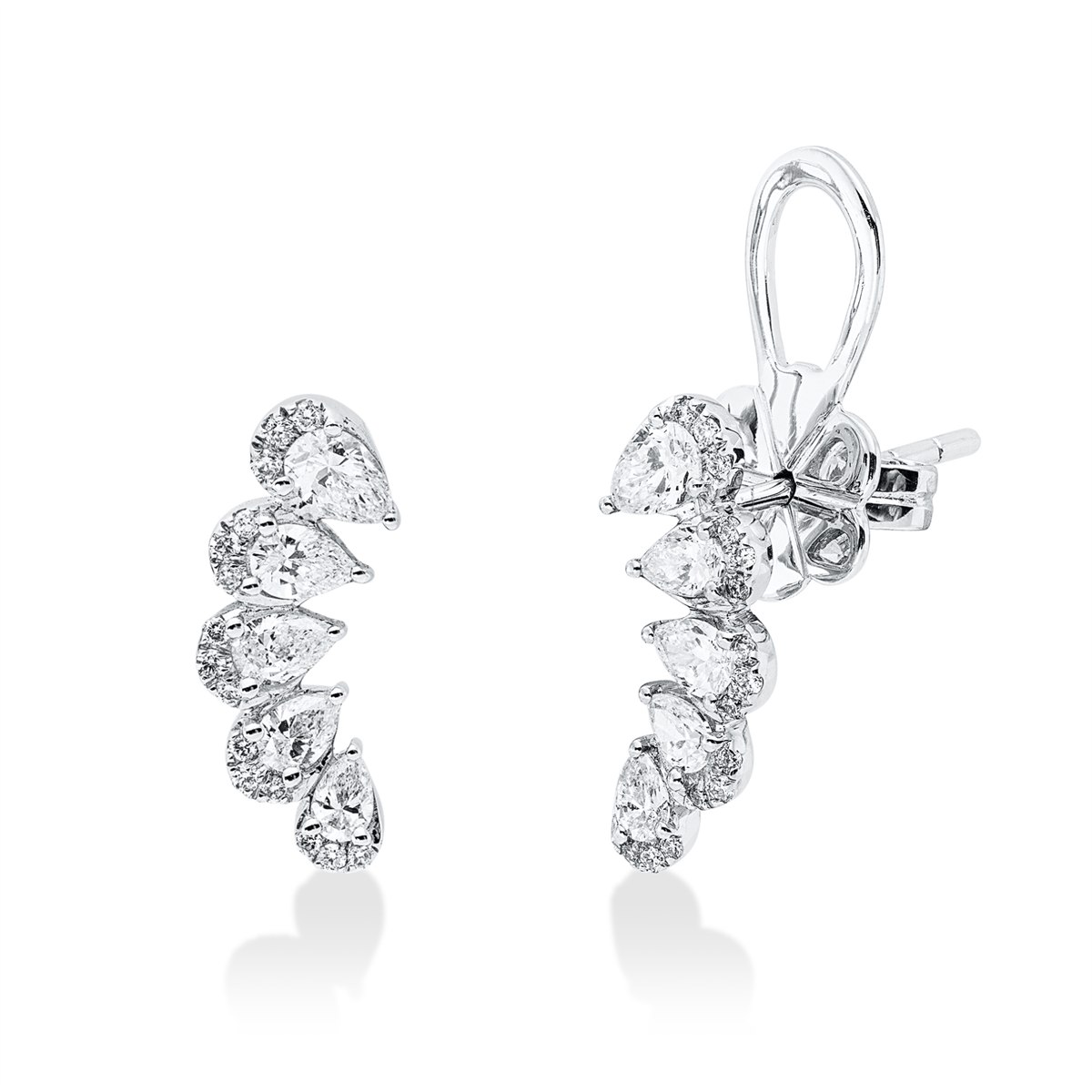 pear shape exclusive earrings in white gold