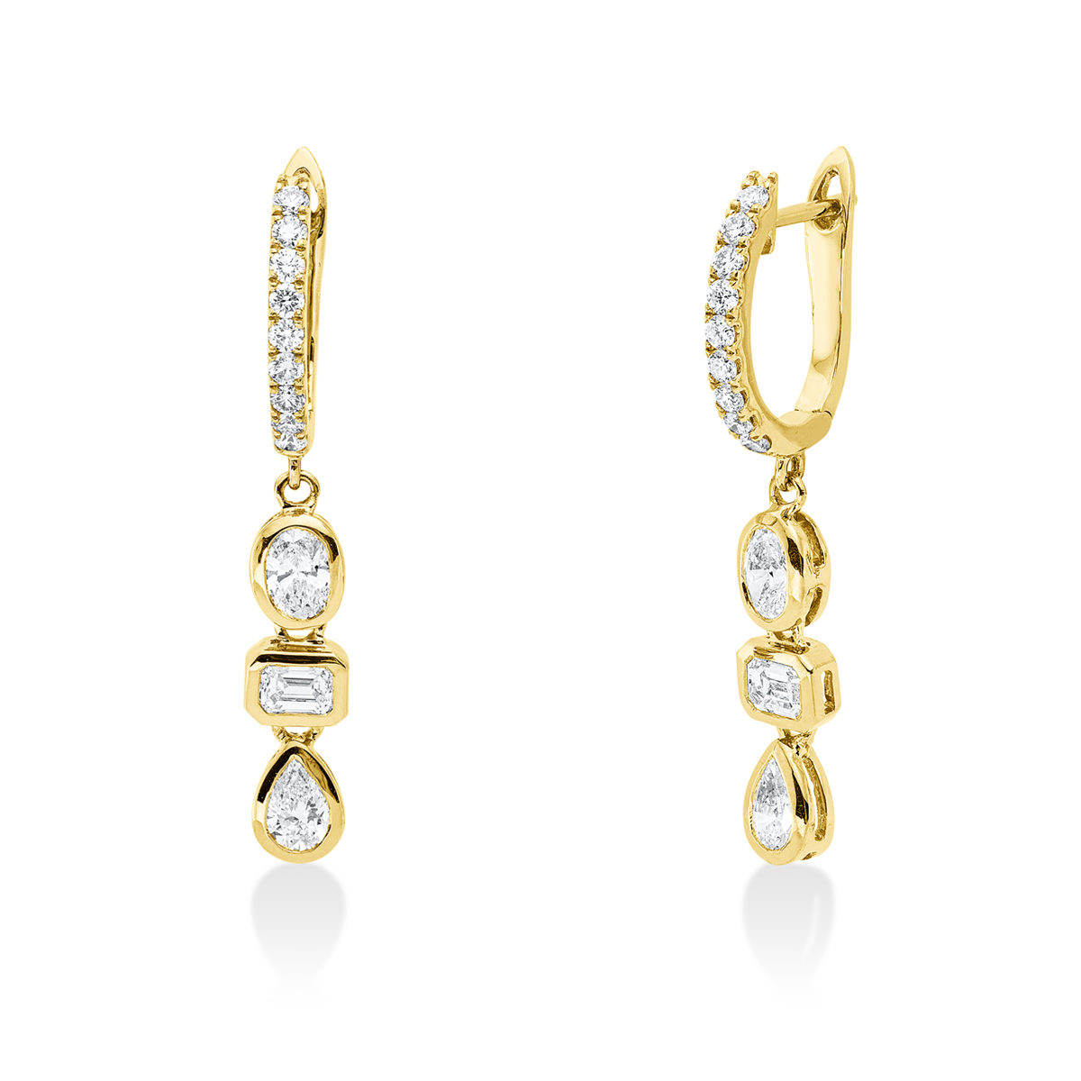 pear shape exclusive earrings in yellow gold