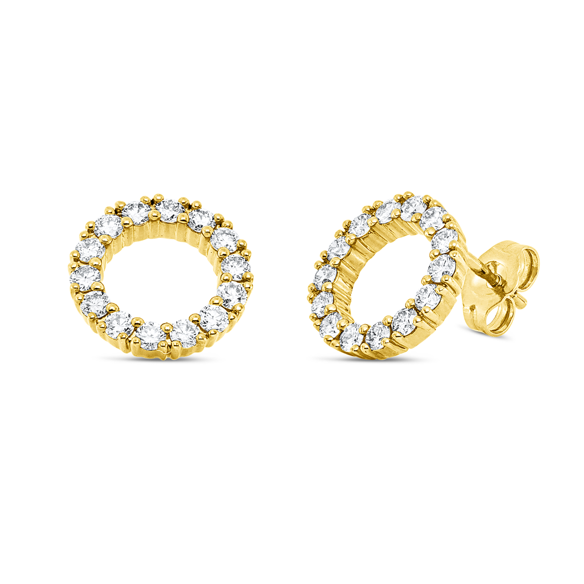 diamond full cut modern woman studs in yellow gold