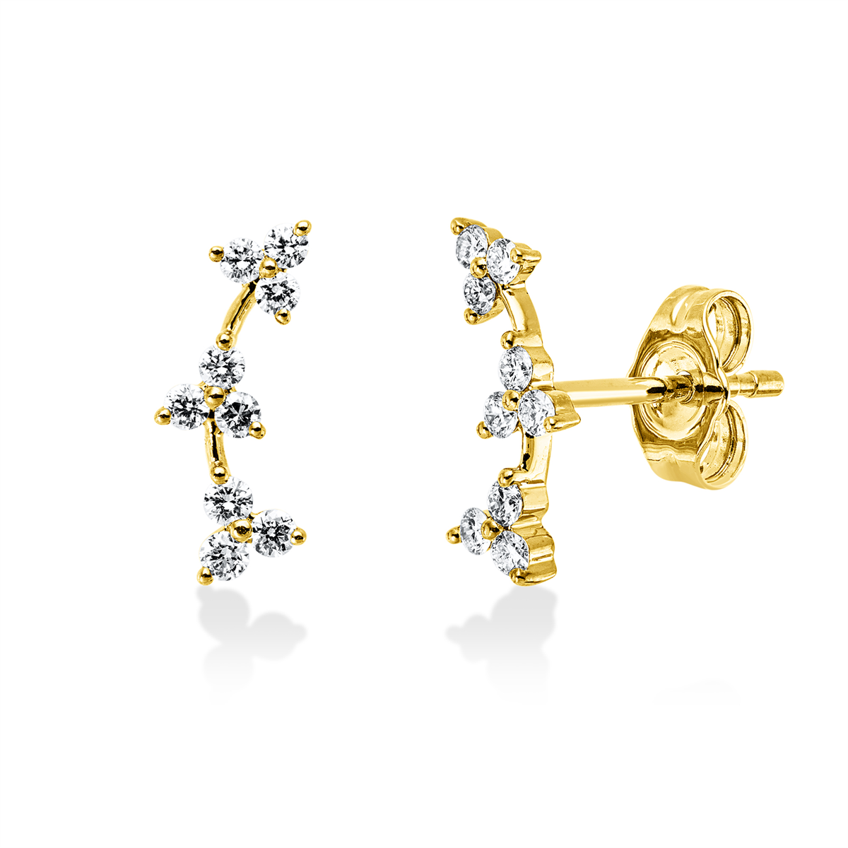 diamond full cut modern woman studs in yellow gold