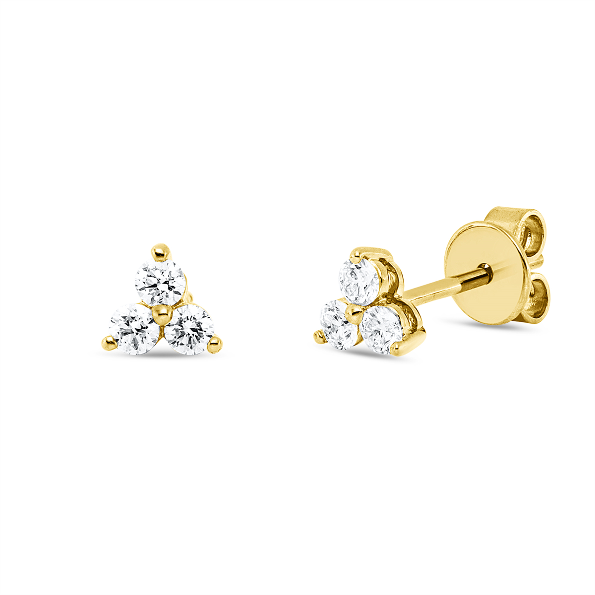 diamond full cut modern woman studs in yellow gold