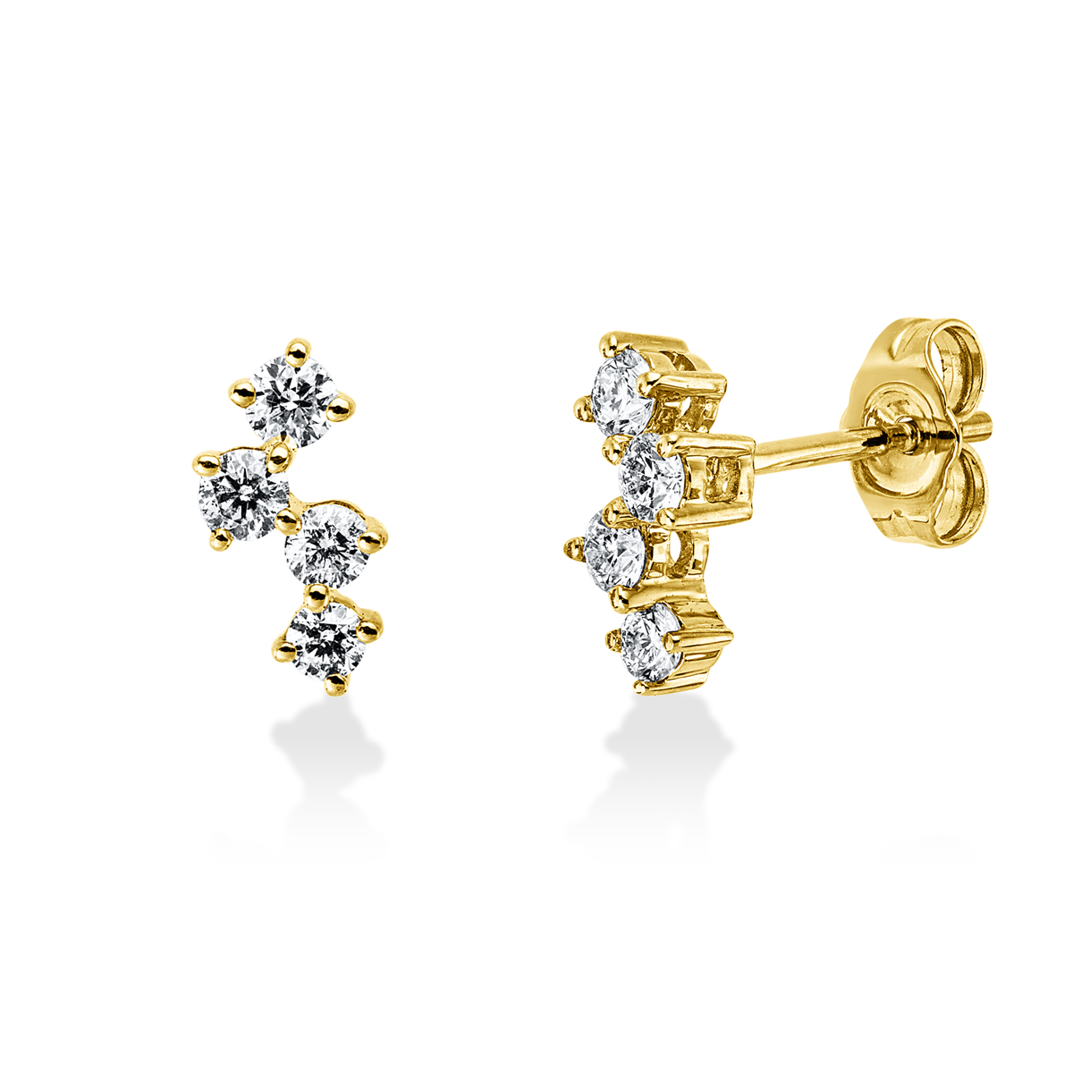diamond full cut modern woman studs in yellow gold