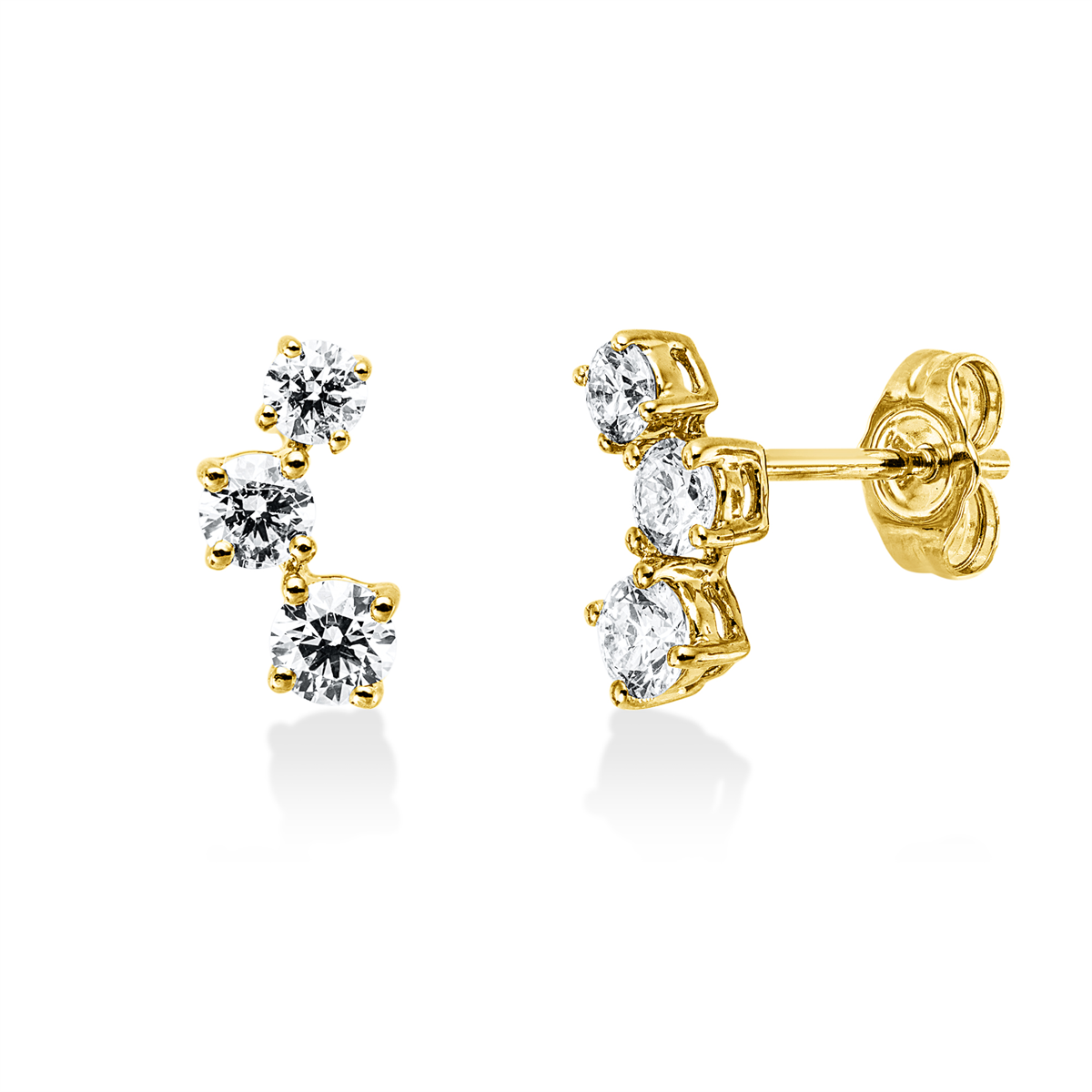 diamond full cut modern woman studs in yellow gold