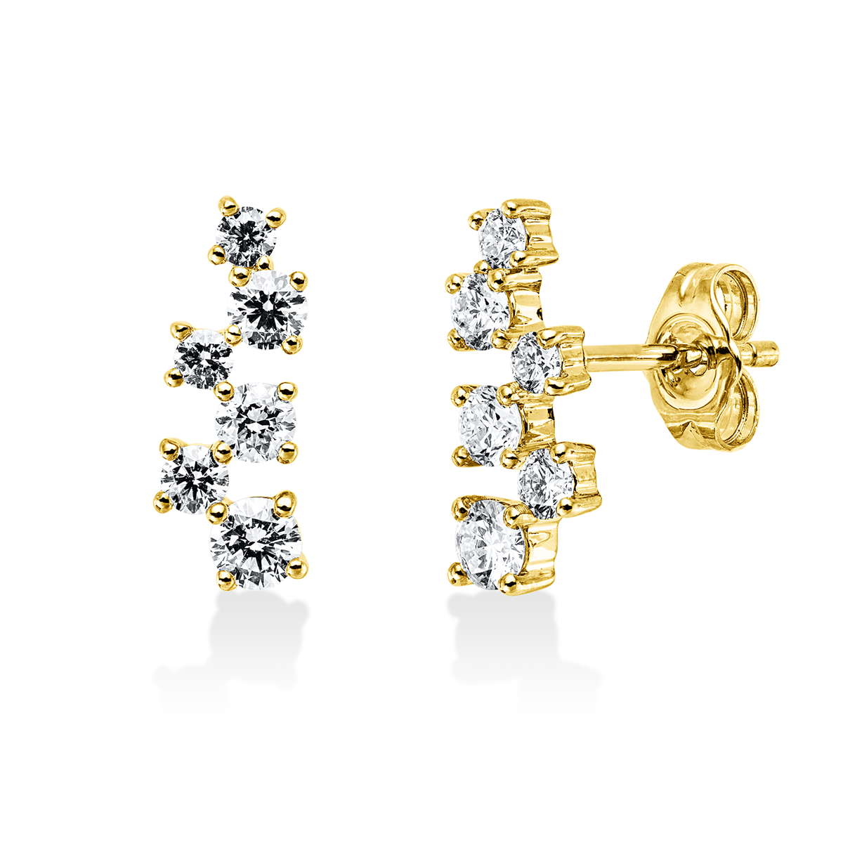diamond full cut modern woman studs in yellow gold