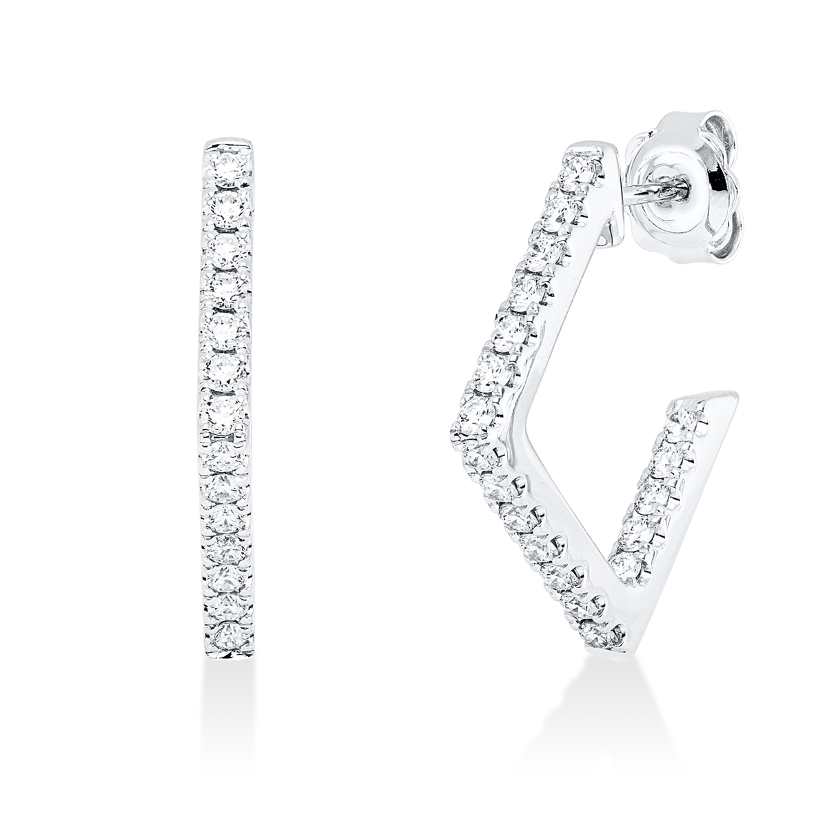 diamond full cut modern woman studs in white gold
