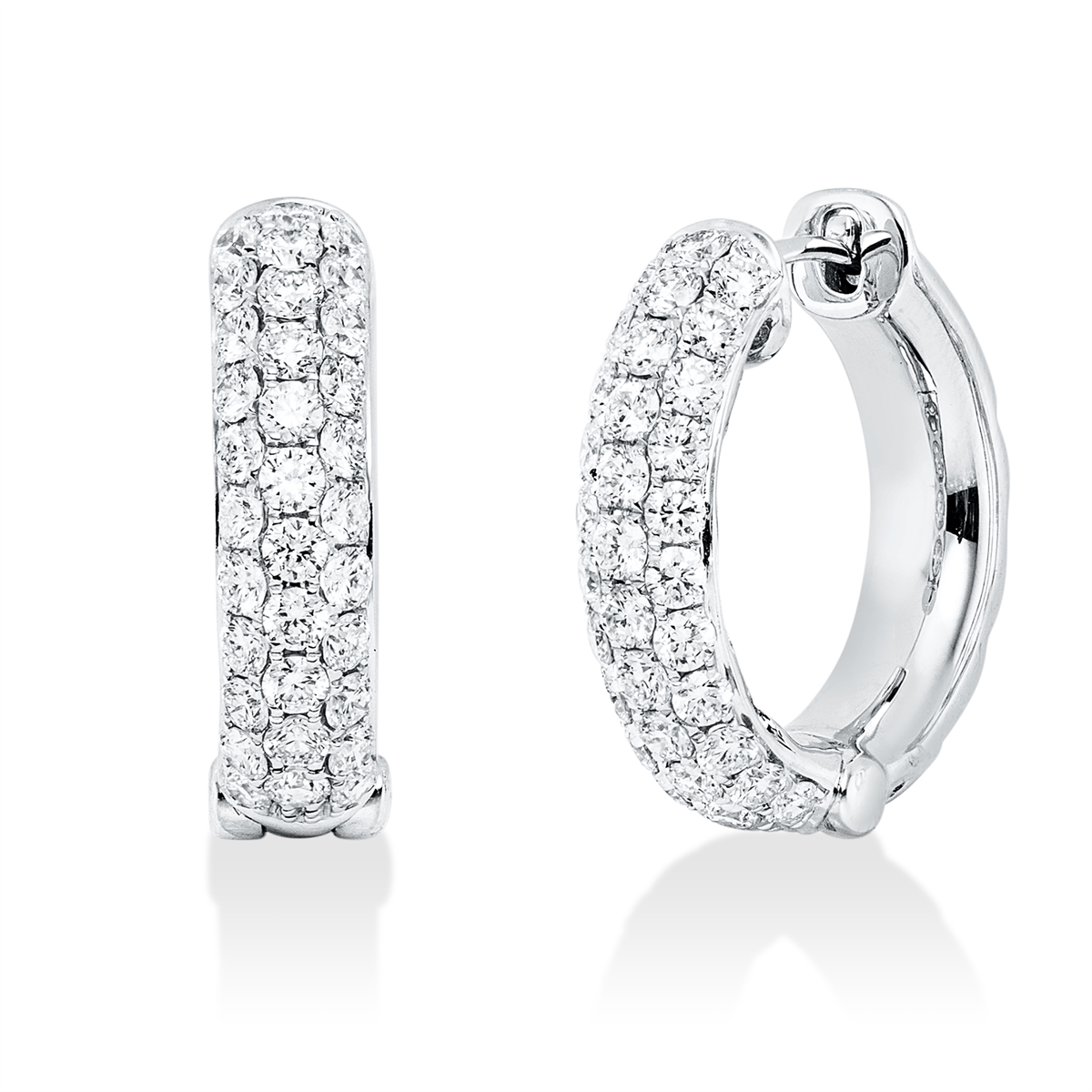 diamond full cut modern woman hoops & huggies in white gold